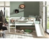 Halfhoogslaper Pino - Wit - 90x200 - met glijbaan en bedplank (variant 3)