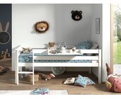 Halfhoogslaper Pino - Wit - 90x200 - met glijbaan, 2 lades en bedplank (variant 4)