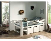 Halfhoogslaper Pino - Wit - 90x200 - met 3 lades en bedplank (variant 6)