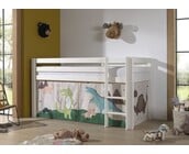 Halfhoogslaper Charlotte met Dino speeltent  - wit - 90x200 zonder glijbaan