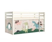 Halfhoogslaper Charlotte met Dino speeltent  - wit - 90x200 zonder glijbaan