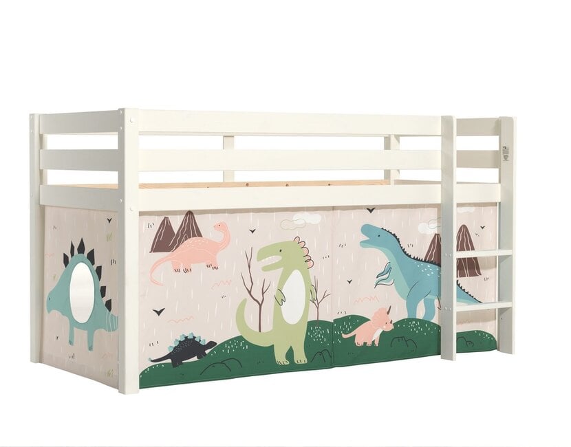 Halfhoogslaper Charlotte met Dino speeltent  - wit - 90x200 zonder glijbaan