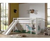 Halfhoogslaper Charlotte met Dino speeltent  - wit - 90x200 zonder glijbaan