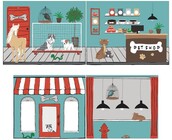 Halfhoogslaper Charlotte met Pet shop speeltent  - wit - 90x200 met glijbaan