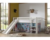 Halfhoogslaper Charlotte met Pet shop speeltent  - wit - 90x200 met glijbaan