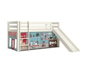 Halfhoogslaper Charlotte met Pet shop speeltent  - wit - 90x200 met glijbaan