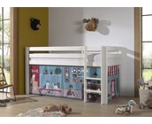 Halfhoogslaper Charlotte met Pet shop speeltent  - wit - 90x200 met glijbaan