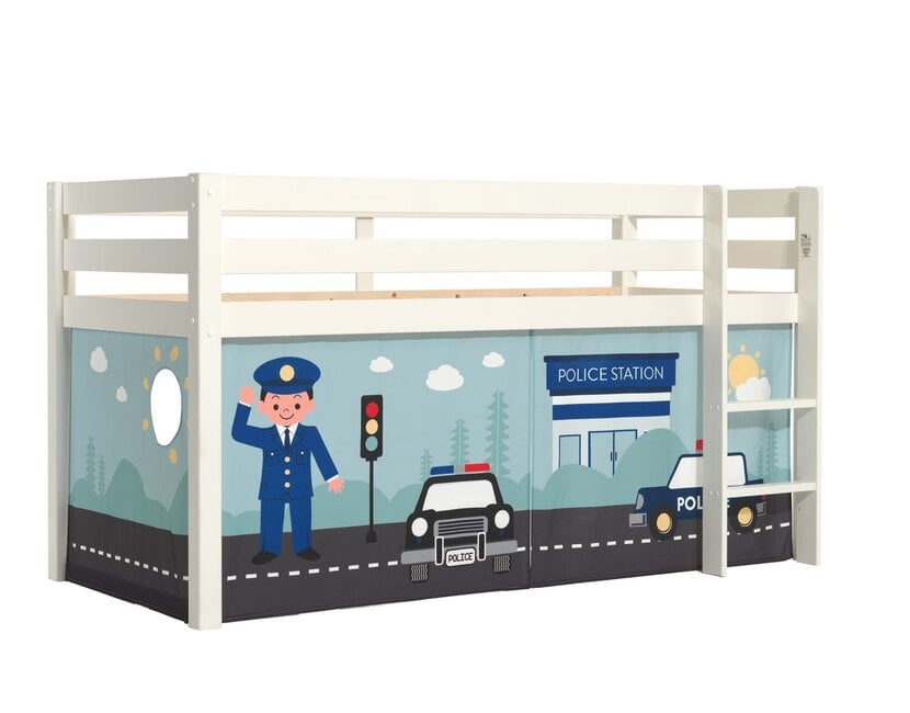 Halfhoogslaper Charlotte met Police speeltent  - wit - 90x200 zonder glijbaan