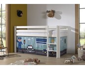 Halfhoogslaper Charlotte met Police speeltent   - wit - 90x200 met glijbaan