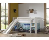 Halfhoogslaper Charlotte met Police speeltent   - wit - 90x200 met glijbaan