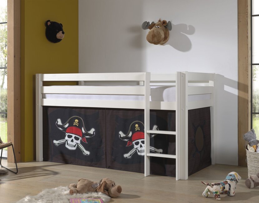 Halfhoogslaper Charlotte met Pirates speeltent  - wit - 90x200 zonder glijbaan