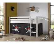 Halfhoogslaper Charlotte met Pirates speeltent  - wit - 90x200 met glijbaan