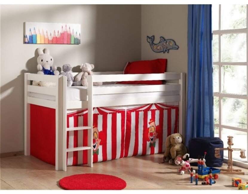 Halfhoogslaper Charlotte met Circus speeltent  - wit - 90x200 met glijbaan