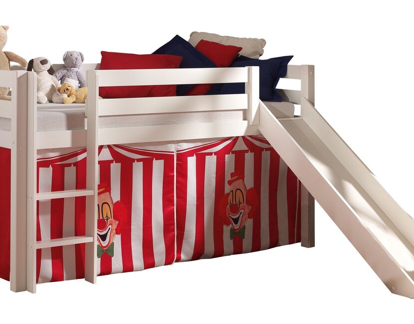 Halfhoogslaper Charlotte met Circus speeltent  - wit - 90x200 met glijbaan