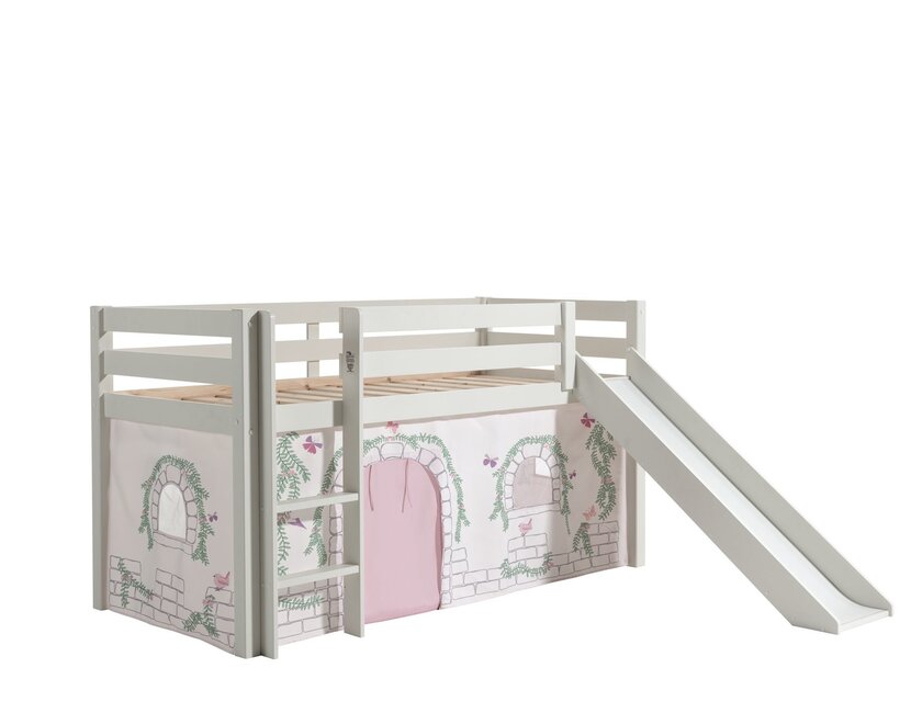 Halfhoogslaper Charlotte met Birdy speeltent  - wit - 90x200 met glijbaan