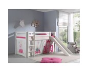 Halfhoogslaper Charlotte met Princess speeltent  - wit - 90x200 met glijbaan