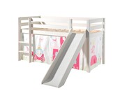 Halfhoogslaper Charlotte met Princess speeltent  - wit - 90x200 met glijbaan
