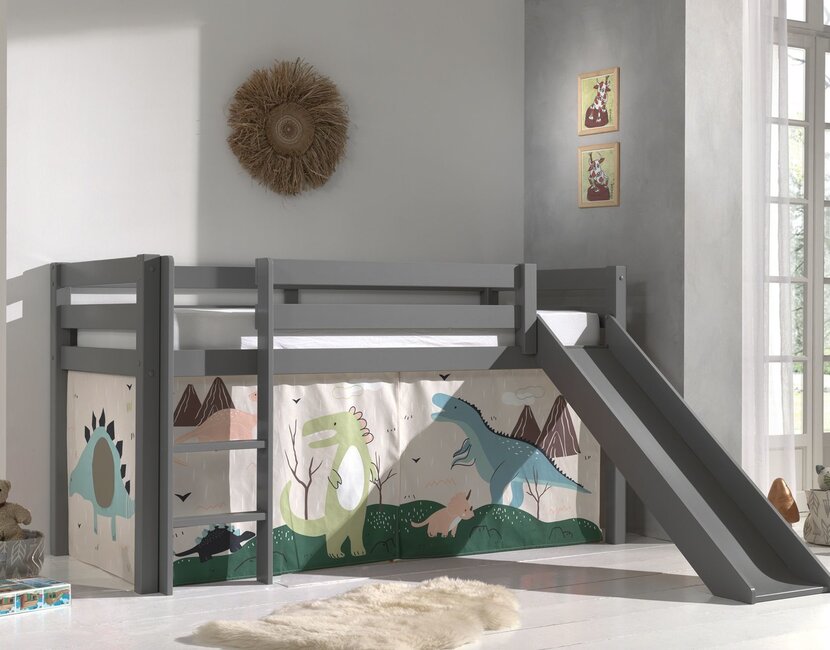 Halfhoogslaper Charlotte met Dino speeltent - Grijs