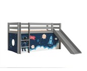 Halfhoogslaper Charlotte met Space shuttle speeltent - Grijs