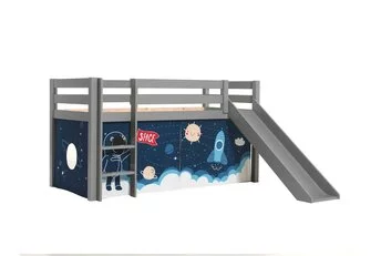 Halfhoogslaper Charlotte met Space shuttle speeltent - Grijs