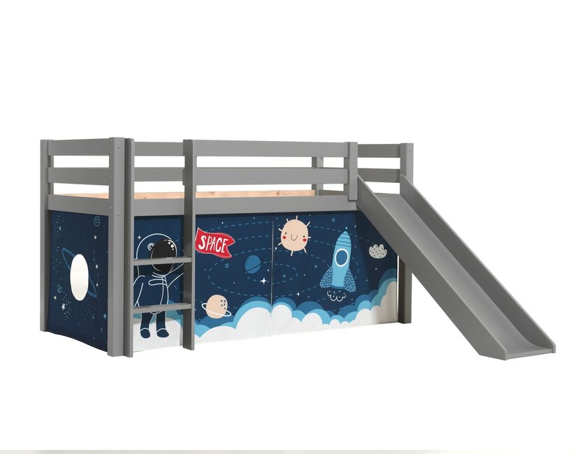 Halfhoogslaper Charlotte met Space shuttle speeltent - Grijs