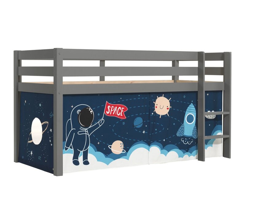 Halfhoogslaper Charlotte met Space shuttle speeltent - Grijs