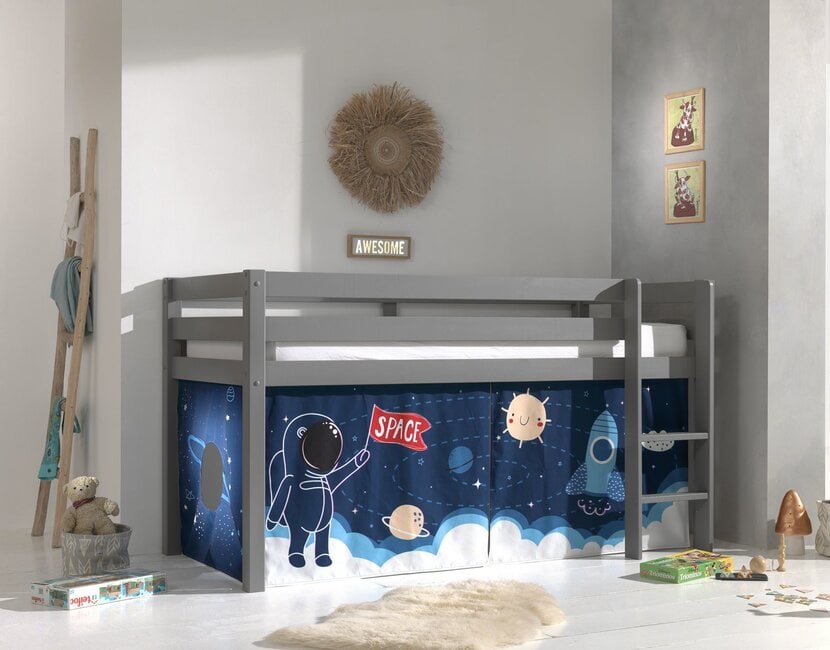 Halfhoogslaper Charlotte met Space shuttle speeltent - Grijs