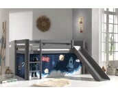 Halfhoogslaper Charlotte met Space shuttle speeltent - Grijs