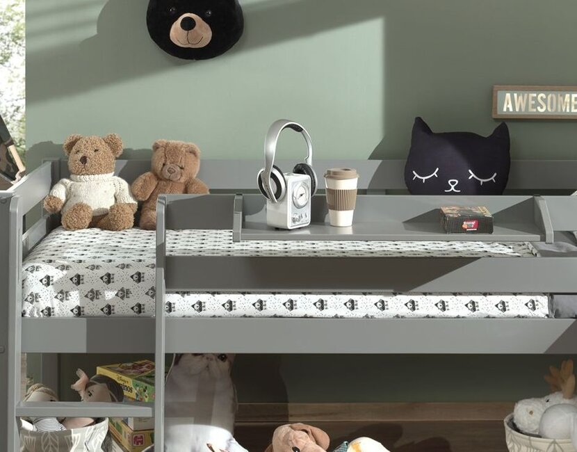 Halfhoogslaper Charlotte met Pet shop speeltent - Grijs