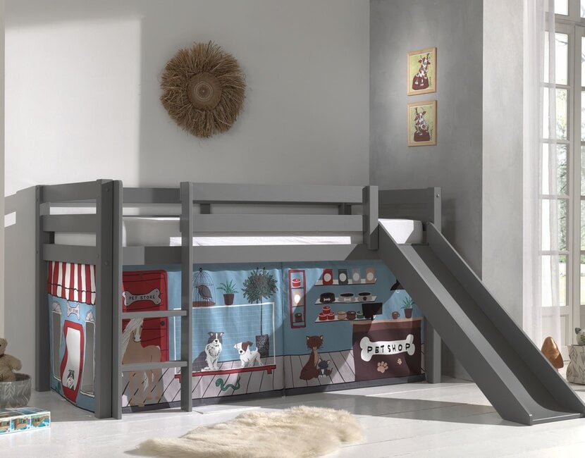 Halfhoogslaper Charlotte met Pet shop speeltent - Grijs