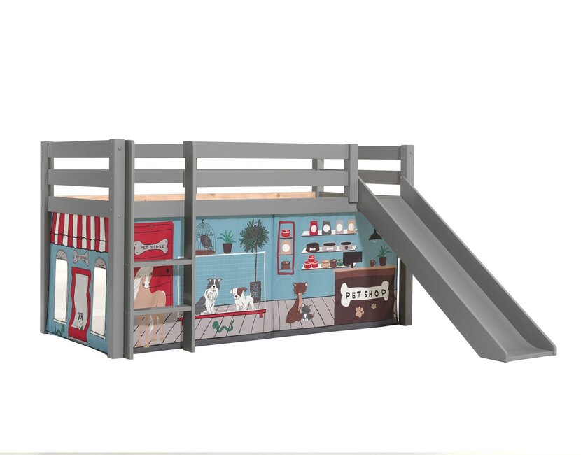 Halfhoogslaper Charlotte met Pet shop speeltent - Grijs