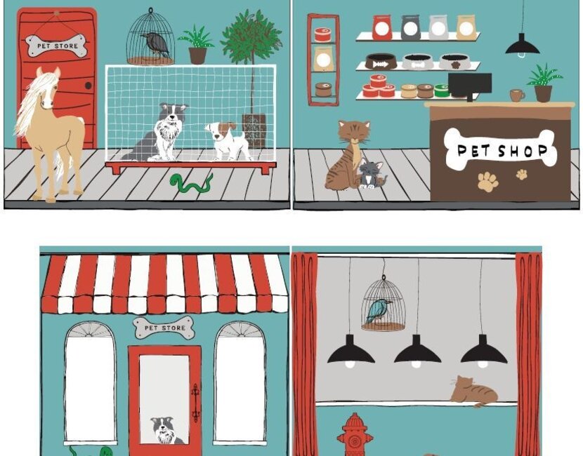 Halfhoogslaper Charlotte met Pet shop speeltent - Grijs