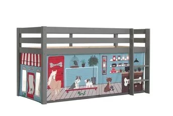 Halfhoogslaper Charlotte met Pet shop speeltent - Grijs