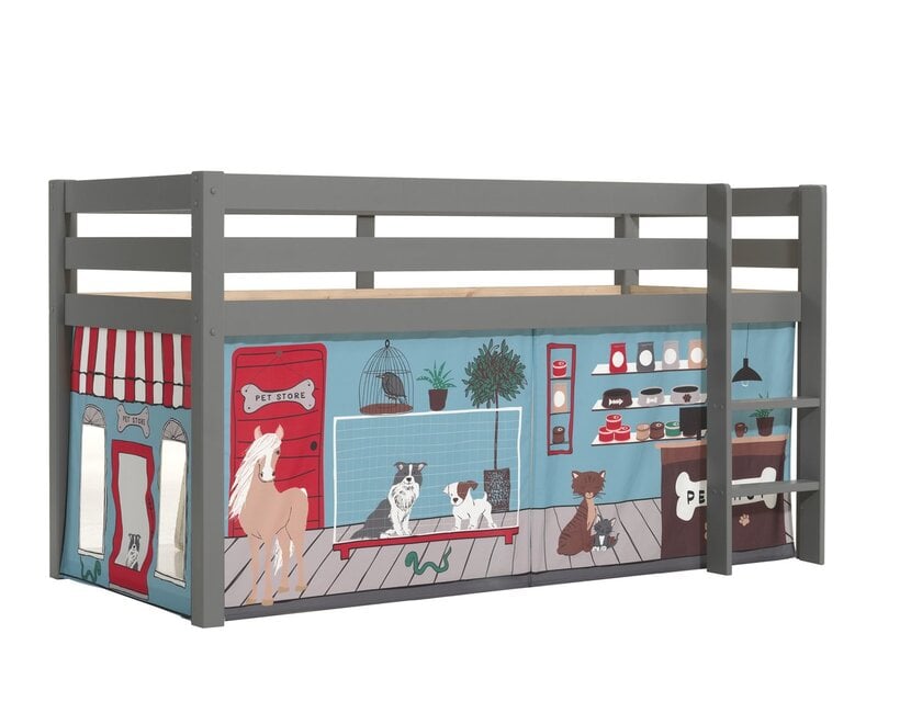 Halfhoogslaper Charlotte met Pet shop speeltent - Grijs