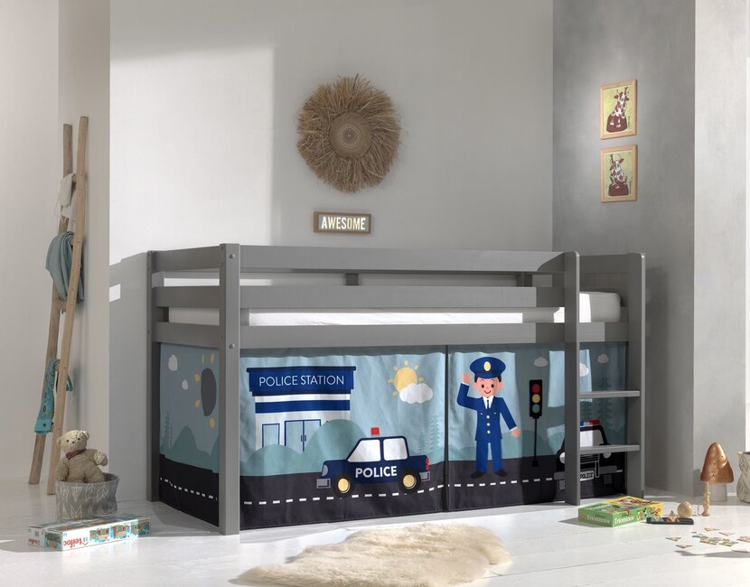 Halfhoogslaper Charlotte met Police speeltent - Grijs