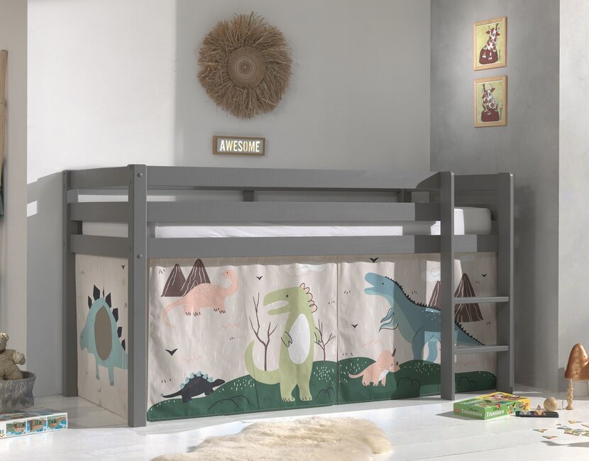 Halfhoogslaper Charlotte met Dino speeltent - Grijs