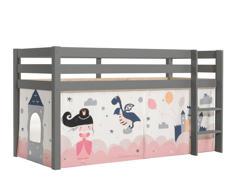 Halfhoogslaper Charlotte met Princess Sophie speeltent - Grijs