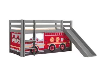 Halfhoogslaper Charlotte met Fire truck speeltent - Grijs