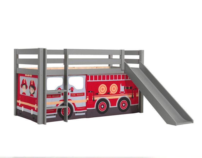 Halfhoogslaper Charlotte met Fire truck speeltent - Grijs