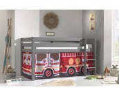 Halfhoogslaper Charlotte met Fire truck speeltent - Grijs