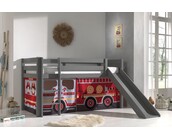 Halfhoogslaper Charlotte met Fire truck speeltent - Grijs