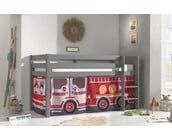 Halfhoogslaper Charlotte met Fire truck speeltent - Grijs
