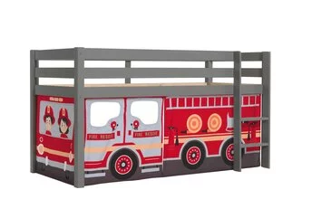 Halfhoogslaper Charlotte met Fire truck speeltent - Grijs