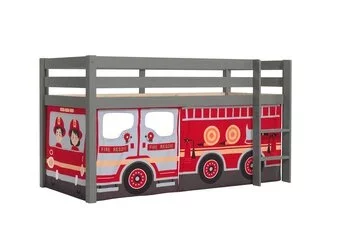 Halfhoogslaper Charlotte met Fire truck speeltent - Grijs