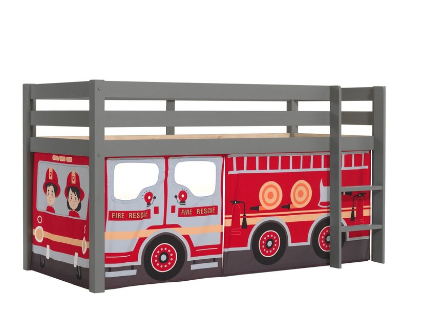 Halfhoogslaper Charlotte met Fire truck speeltent - Grijs