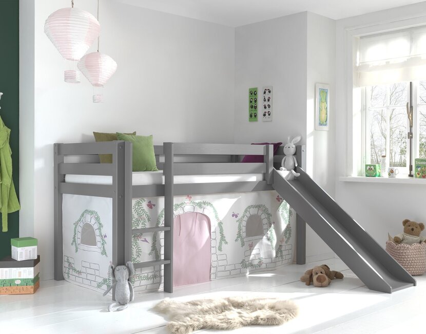 Halfhoogslaper Charlotte met Birdy speeltent - Grijs