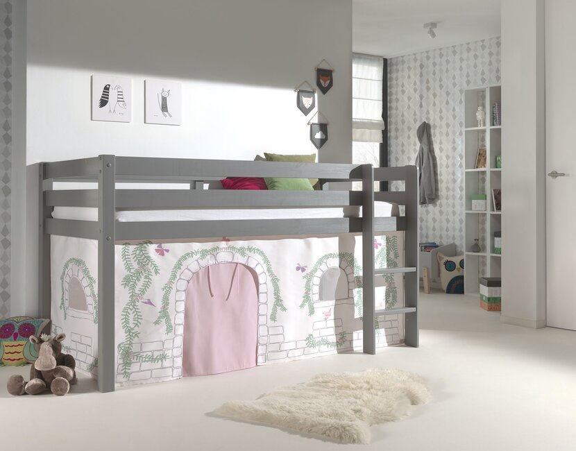 Halfhoogslaper Charlotte met Birdy speeltent - Grijs