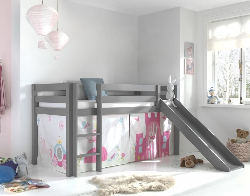 Halfhoogslaper Charlotte met Princess speeltent - Grijs