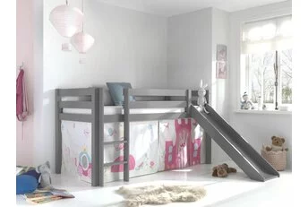 Halfhoogslaper Charlotte met Princess speeltent - Grijs - met glijbaan