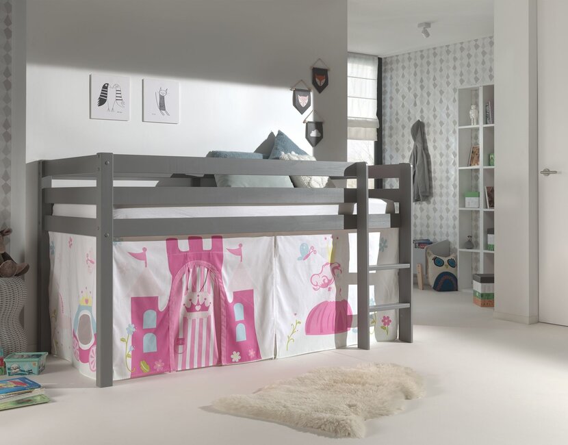 Halfhoogslaper Charlotte met Princess speeltent - Grijs